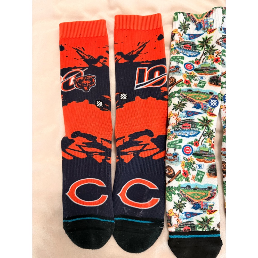 Stance Chicago Bears Cubs MLB NFL Tie Dye Crew Socks Bundle 3 Pairs Mens - Picture 2 of 8